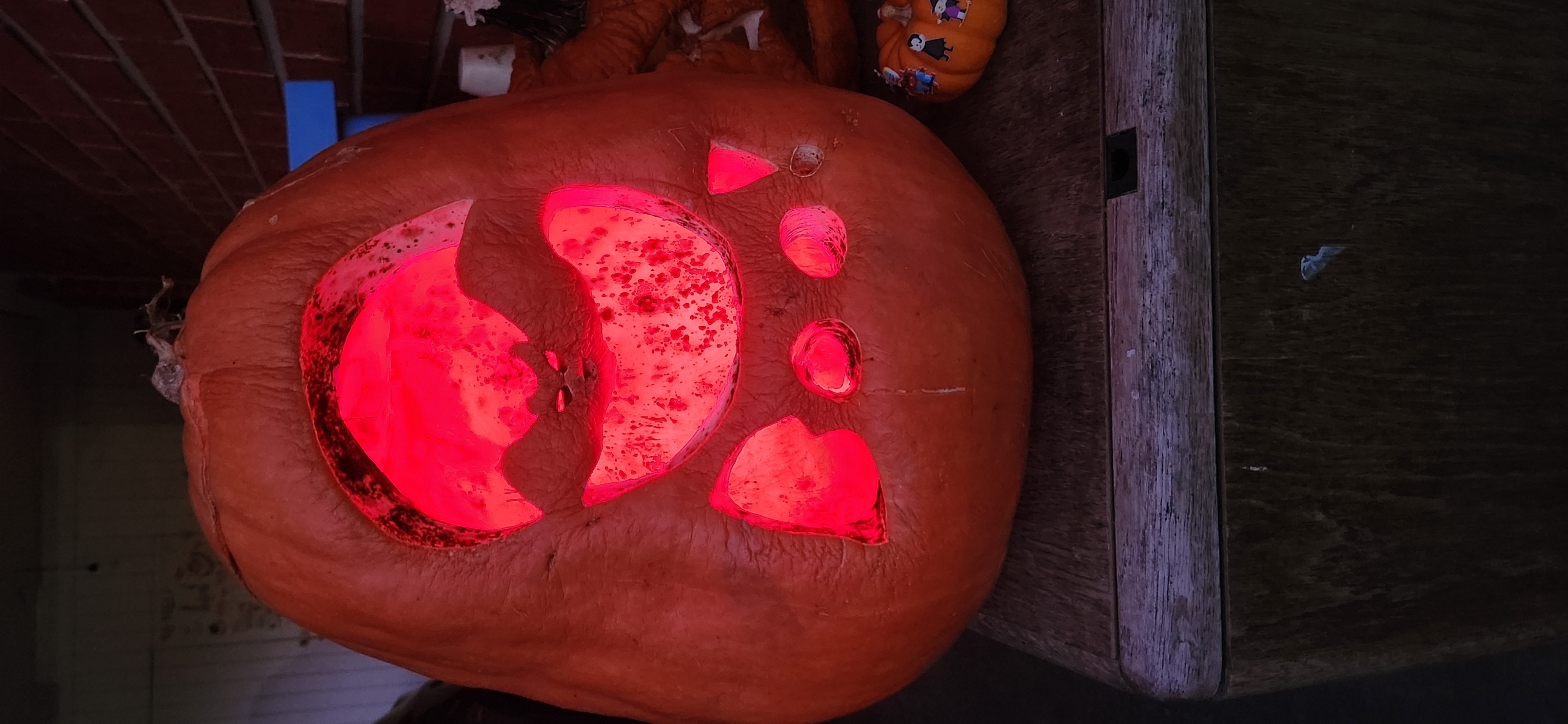 jack-o-lantern with bat and Boo